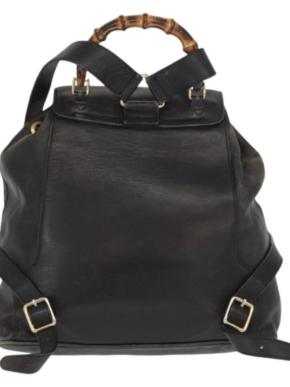 GUCCI Bamboo Backpack Leather Black Gold 003 2058 0016 Auth 166739 - Picture 2 of 15